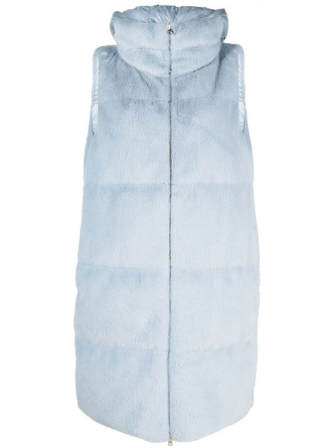 zip-up faux-fur hooded gilet